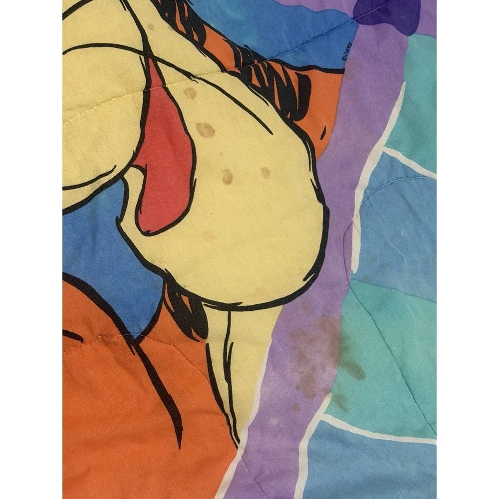 1990s Disney Winnie The Pooh & Tigger Reversible Twin Comforter READ! STAINS
